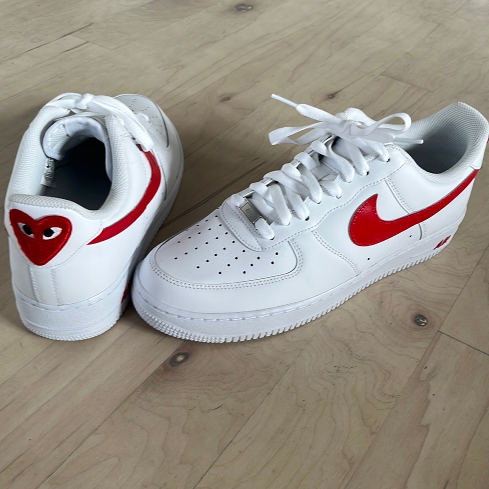 NWOT Mens NIKE Air Force 1/AF1 with Comme des Garçons signature logo, SZ 11.5